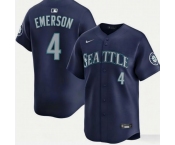 Men's Seattle Mariners #4 Colt Emerson Navy Cool Base Stitched Baseball Jersey