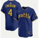 Men's Seattle Mariners #4 Colt Emerson Royal 2025 Cool Base Stitched jersey