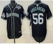 Men's Seattle Mariners #56 Randy Arozarena 50th Black Out Style Vapor Premier Limited Jersey