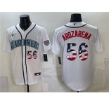 Men's Seattle Mariners #56 Randy Arozarena White USA 250 Fourth of July Home Stitched Baseball Jersey