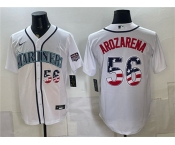 Men's Seattle Mariners #56 Randy Arozarena White USA 250 Fourth of July Home Stitched Baseball Jersey