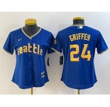 Women's Seattle Mariners #24 Ken Griffey Blue 2023 City Connect Cool Base Stitched Jersey