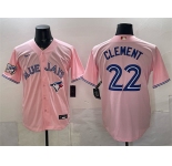 Men's Toronto Blue Jays #22 Ernie Clement Pink 50 Seasons Patch Stitched Baseball Jersey