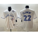 Men's Toronto Blue Jays #22 Ernie Clement White 2025 World Series Home Cool Base Stitched Jersey