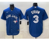 Men's Toronto Blue Jays #3 Myles Straw Royal Stitched Baseball Jersey