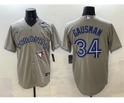 Men's Toronto Blue Jays #34 Kevin Gausman Gray 2025 World Series Cool Base Stitched Baseball Jersey
