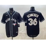 Men's Toronto Blue Jays #36 Davis Schneider 2026 Fashion Replica Black Out Stitched Baseball Jersey