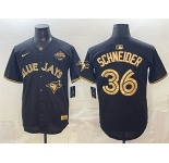 Men's Toronto Blue Jays #36 Davis Schneider Black Gold 2025 American League Champions Limited Stitched Baseball Jersey