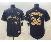 Men's Toronto Blue Jays #36 Davis Schneider Black Gold 2025 American League Champions Limited Stitched Baseball Jersey