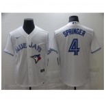 Men's Toronto Blue Jays #4 George Springer White Nike Royal Alternate Replica Player Jersey