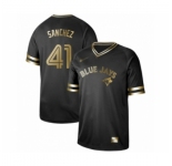 Men's Toronto Blue Jays #41 Aaron Sanchez Authentic Black Gold Fashion Baseball Jersey