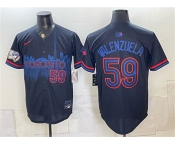 Men's Toronto Blue Jays #59 Brandon Valenzuela Navy 50 Seasons Patch 2024 City Connect Limited Stitched Baseball Jersey