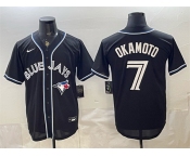 Men's Toronto Blue Jays #7 Kazuma Okamoto 2026 Fashion Replica Black Out Stitched Baseball Jersey