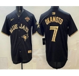 Men's Toronto Blue Jays #7 Kazuma Okamoto Black Gold 2025 American League Champions Limited Stitched Jersey