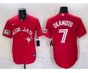 Men's Toronto Blue Jays #7 Kazuma Okamoto Red 50 Seasons Patch Stitched Baseball Jersey
