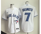 Men's Toronto Blue Jays #7 Kazuma Okamoto White Home Limited Stitched Baseball Jersey