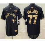 Men's Toronto Blue Jays #77 Louis Varland Black Gold 2025 American League Champions Limited Jersey
