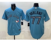 Men's Toronto Blue Jays #77 Louis Varland Blue Stitched Baseball Jersey