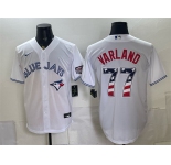 Men's Toronto Blue Jays #77 Louis Varland White 2026 USA 250 Fourth of July Stitched Baseball Jersey
