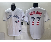 Men's Toronto Blue Jays #77 Louis Varland White 2026 USA 250 Fourth of July Stitched Baseball Jersey