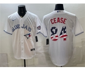 Men's Toronto Blue Jays #84 Dylan Cease White 2026 USA 250 Fourth of July Stitched Baseball Jersey