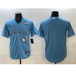 Men's Toronto Blue Jays Blank Blue 2025 World Series Home Cool Base Stitched Baseball Jersey