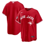 Men's Toronto Blue Jays Blank Red 50 Seasons Patch Stitched Baseball Jersey