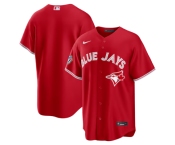 Men's Toronto Blue Jays Blank Red 50 Seasons Patch Stitched Baseball Jersey