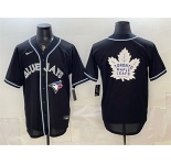 Men's Toronto Blue Jays & Leafs With White Leafs Logo 2026 Fashion Replica Black Out Stitched Baseball Jersey