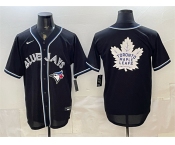 Men's Toronto Blue Jays & Leafs With White Leafs Logo 2026 Fashion Replica Black Out Stitched Baseball Jersey