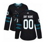 Women Adidas San Jose Sharks Customized Authentic Black Alternate NHL Jersey