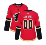 Women Calgary Flames Customized Authentic Red Home Hockey Jersey