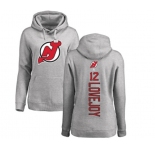 Hockey Women New Jersey Devils #12 Ben Lovejoy Ash Backer Pullover Hoodie