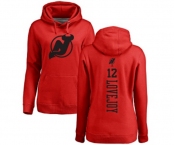 Hockey Women New Jersey Devils #12 Ben Lovejoy Red One Color Backer Pullover Hoodie
