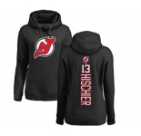 Hockey Women New Jersey Devils #13 Nico Hischier Black Backer Pullover Hoodie