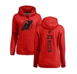 Hockey Women New Jersey Devils #23 Stefan Noesen Red One Color Backer Pullover Hoodie