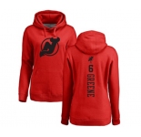 Hockey Women New Jersey Devils #6 Andy Greene Red One Color Backer Pullover Hoodie
