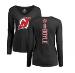 Hockey Women New Jersey Devils #11 Brian Boyle Black Backer Long Sleeve T-Shirt
