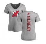 Hockey Women New Jersey Devils #12 Ben Lovejoy Ash Backer T-Shirt