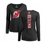 Hockey Women New Jersey Devils #20 Blake Coleman Black Backer Long Sleeve T-Shirt