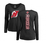 Hockey Women New Jersey Devils #30 Martin Brodeur Black Backer Long Sleeve T-Shirt