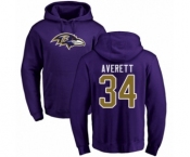 Football Baltimore Ravens #34 Anthony Averett Purple Name & Number Logo Pullover Hoodie