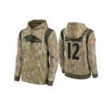 Men's Baltimore Ravens #12 Rashod Bateman Camo 2021 Salute To Service Therma Performance Pullover Football Hoodie