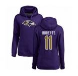 Football Women's Baltimore Ravens #11 Seth Roberts Purple Name & Number Logo Pullover Hoodie