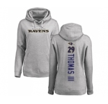 Football Women's Baltimore Ravens #29 Earl Thomas III Ash Backer Pullover Hoodie