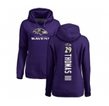 Football Women's Baltimore Ravens #29 Earl Thomas III Purple Backer Pullover Hoodie