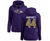 Football Women's Baltimore Ravens #44 Marlon Humphrey Purple Name & Number Logo Pullover Hoodie