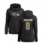 NFL Women's Nike Baltimore Ravens #8 Lamar Jackson Black Name & Number Logo Pullover Hoodie