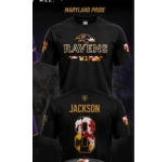 Baltimore Ravens #8 Lamar Jackson Black Gold  Name  T-Shirt