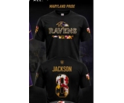 Baltimore Ravens #8 Lamar Jackson Black Gold  Name  T-Shirt